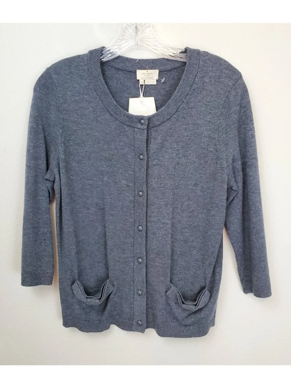 Kate Spade Carine gray wool cashmere blend button front cardigan